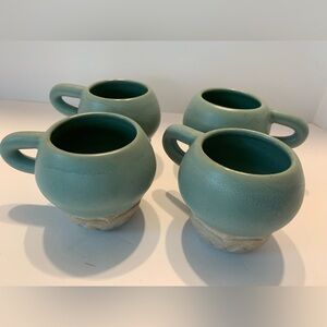 RARE - Janna Stark Turquoise Pottery Mugs Set of 4